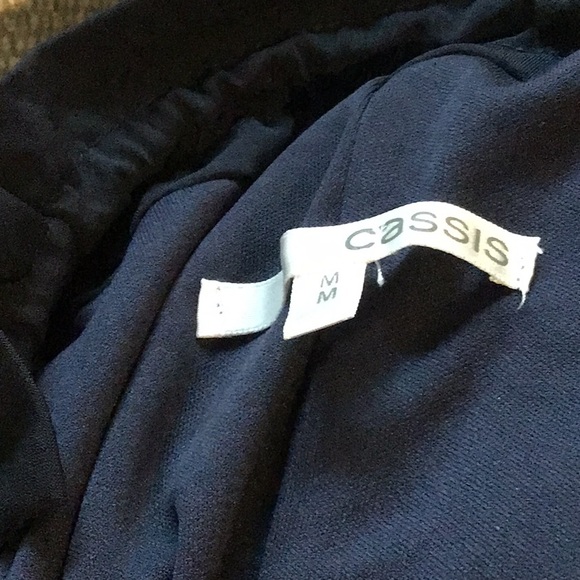 Cassis stretch halter dress, deep navy with black ribbon top, size medium - Picture 8 of 8